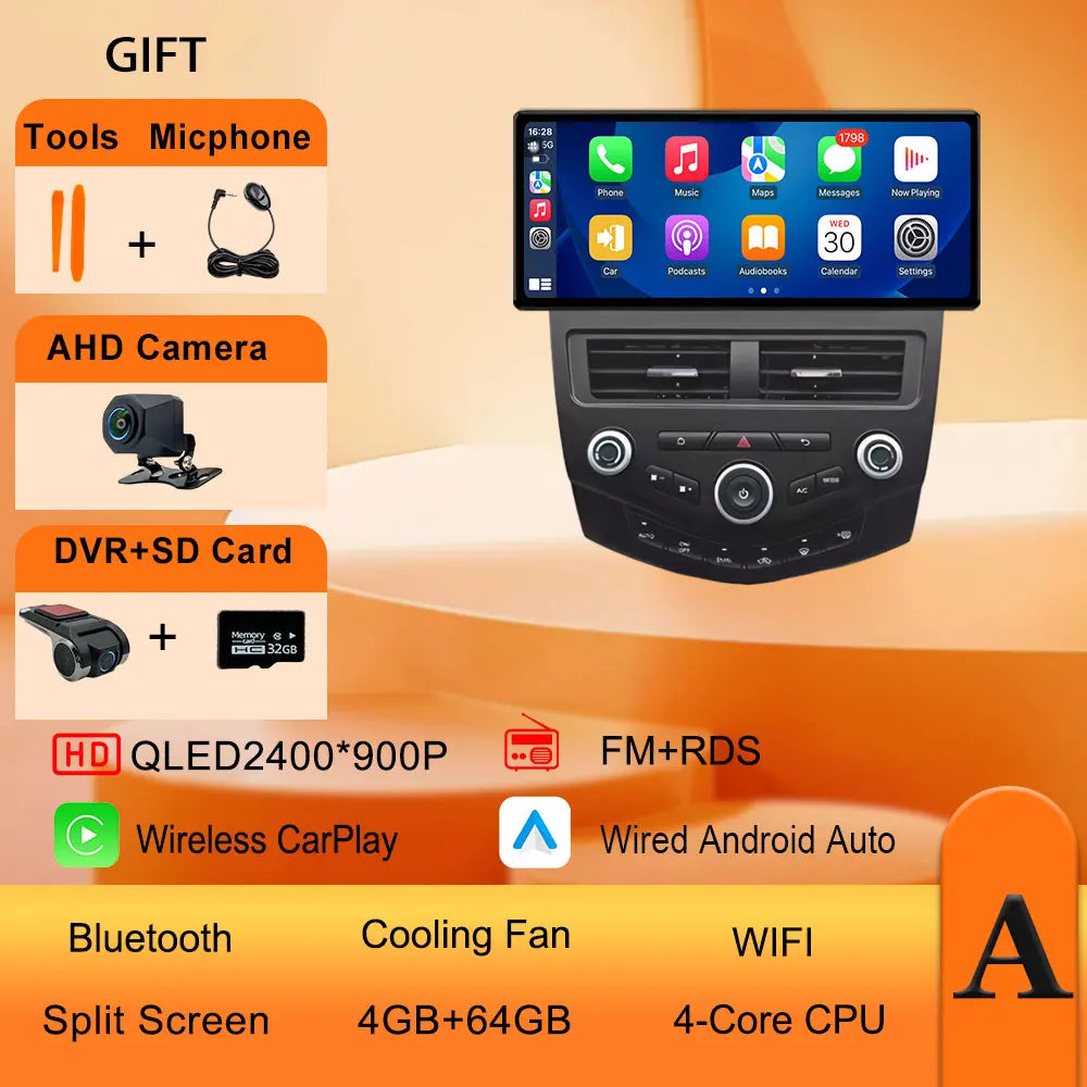 12.3 Inch Ultra-Thin Screen CarPlay Android Car Radio for Honda Accord 7 2004-2007 | GPS detail view