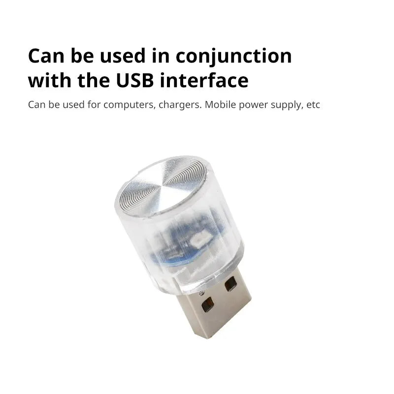 Car Mini USB LED Ambient Light Decorative Atmosphere Lamps for Interior Environment Auto PC Computer Portable Light Plug Play