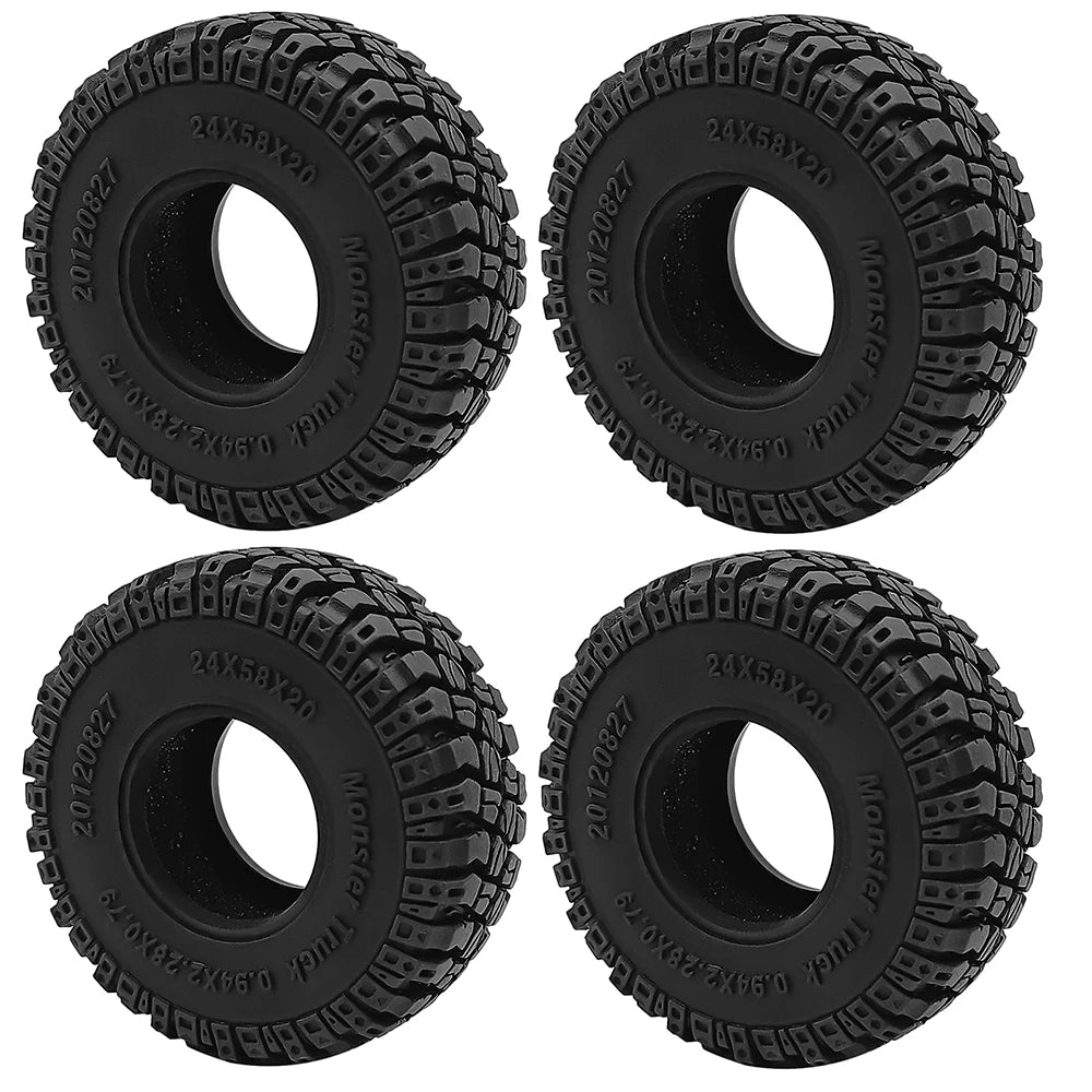 1.0 Inch Soft Rubber RC Crawler Tires 4Pcs for TRX-4M Axial SCX24 close-up view