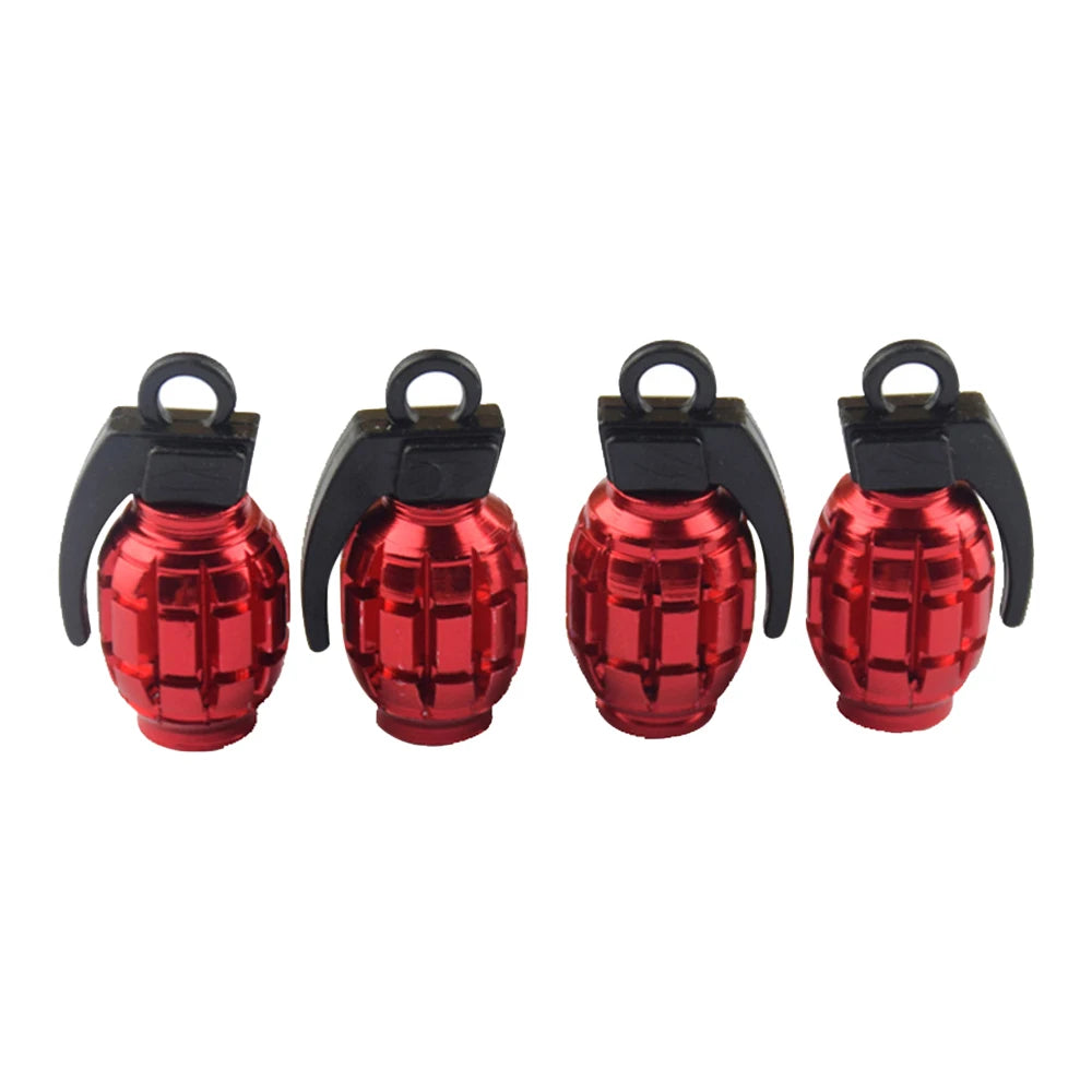 4Pcs Grenade Design Aluminum Alloy Valve Stem Caps | Car Truck Motorcycle Tire Accessori detail view