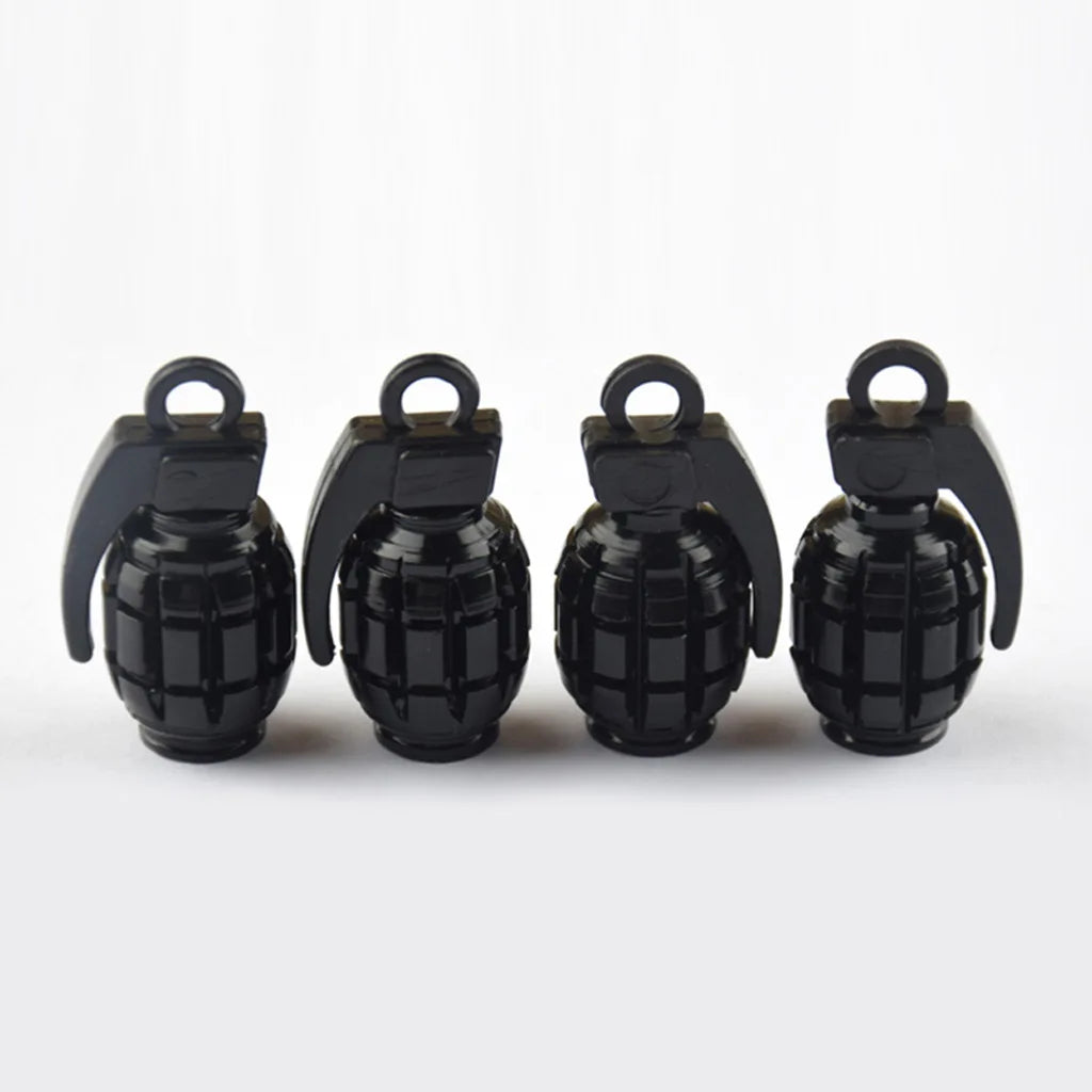 4pcs Aluminum Grenade Tire Valve Caps | Dust Proof Car Tire Stem Covers detail view