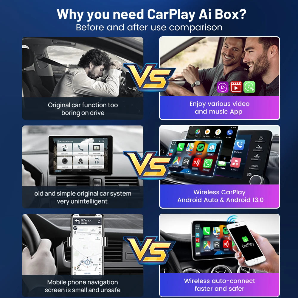 Carlinkit Ai Box Android 13 Led Wireless Android Auto & CarPlay Smart Tv Box QCM6225 lifestyle view