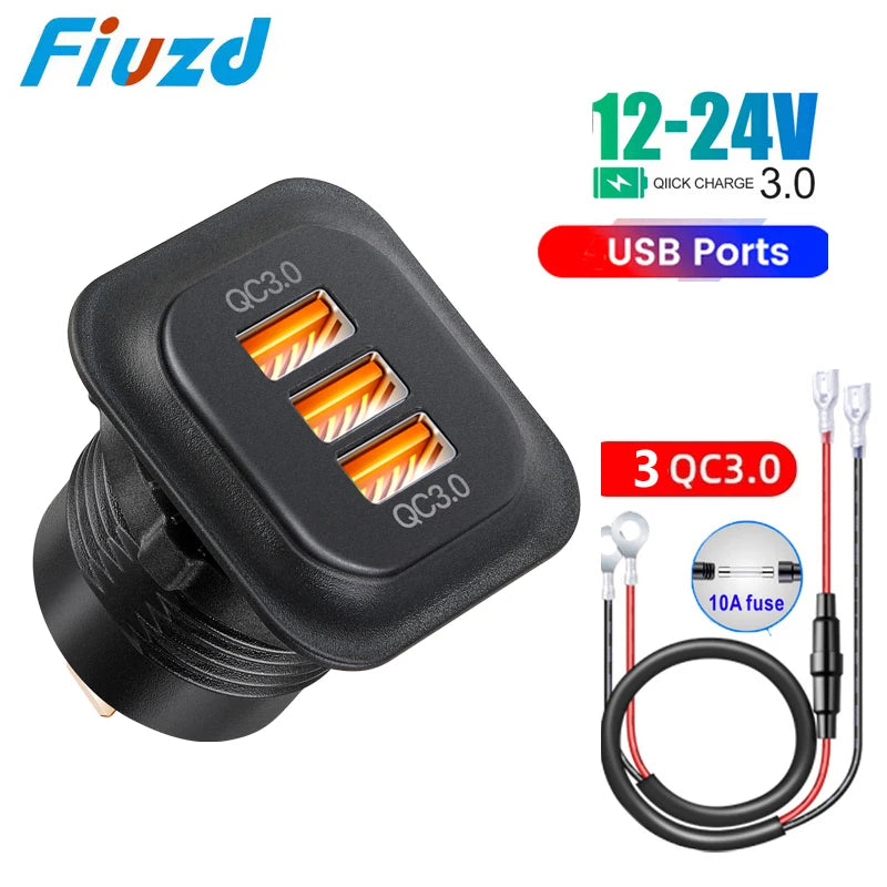 Car Charger Socket PD3.0 & QC3.0 | Dual USB C Fast Charger for Cars and Motorcycles detail view