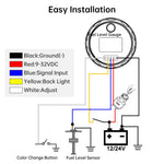 100mm-500mm Car Water Level Gauge Sensor with 7-Color Digital Pointer Indicator | 0 additional angle