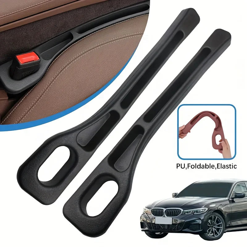 2pc car seat gap filler organizer waterproof car seat gap plug strip close-up view