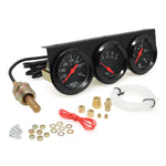 3 in 1 Car Meter Kit 52mm Voltmeter Water Temp Oil Press Black Chrome Bezel Triple Gauge detail view