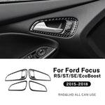 Real Soft Carbon Fiber Sticker For Ford Focus SE RS ST Ecoboost 2015 2016 2017 2018 LHD RHD Car Inner Door Handle Panel Trim