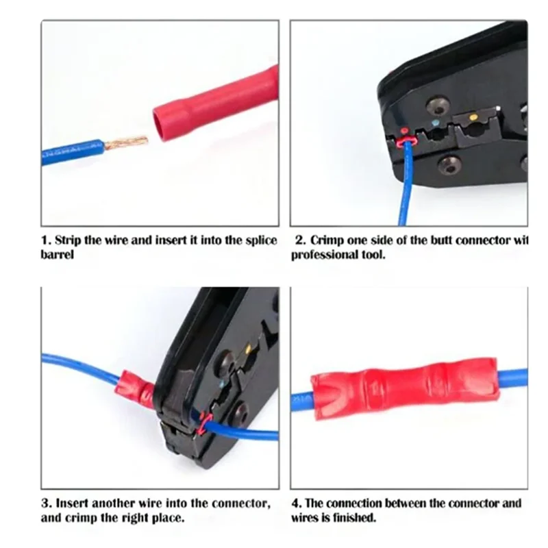 50pcs Assorted Insulated Crimp Terminals Electrical Wire Cable Butt Connectors Crimpin close-up view