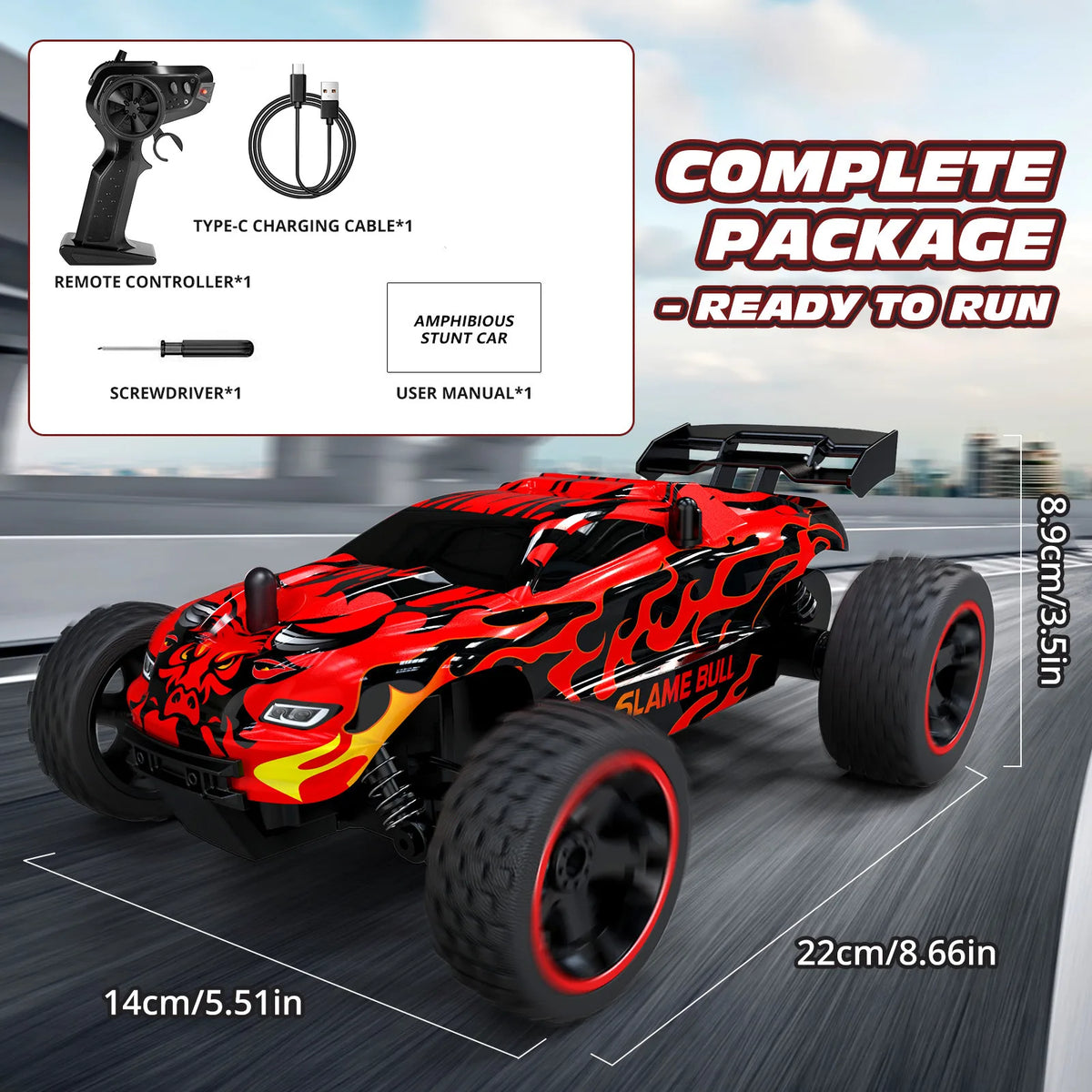 1:18 Scale RC Car for Kids, 2.4GHz Remote Control Buggy close-up view