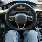 2PCS Universal Round Car Steering Wheel Cover Winter Fur Warm Carbon Fiber Leather An lifestyle view