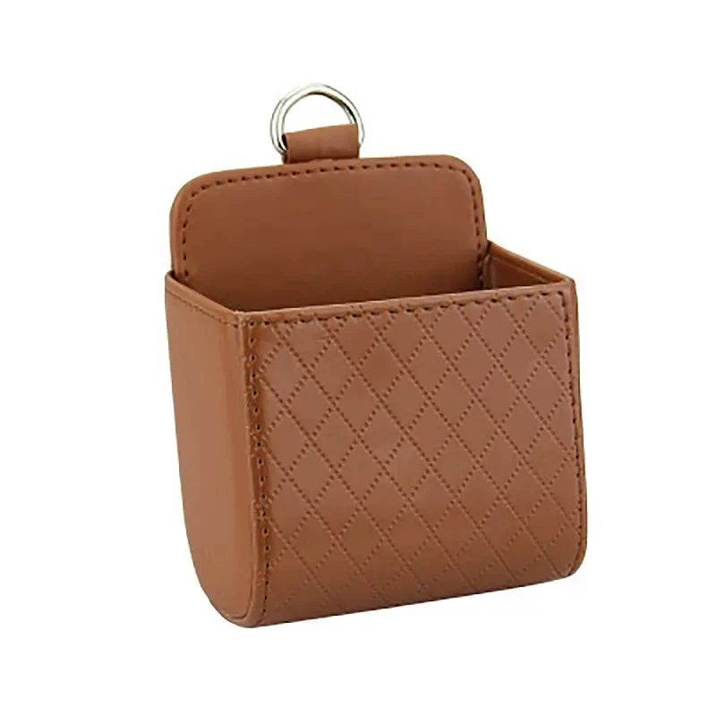 Car Phone Holder Air Vent Storage Box | PU Leather Car Organizer for Phone Glasses detail view