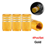 DSYCAR 4Pcs Silver Aluminum Knurling Tire Valve Stem Caps | US Schrader Compatible close-up view