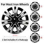 Sports Caps Rim 15inch Hub Cover for Iron Rim Wheel Cover Set of 4 Steel Replacement Plastic Hubcap for R15 Tire Car Accessories