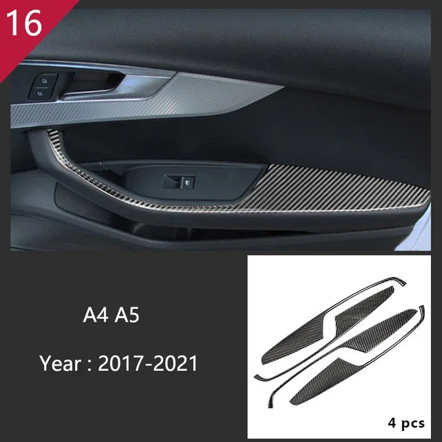 Carbon Fiber Car Interior Gear shift buttons Panel Door Armrest Reading Light Cover Trim Stickers Accessories for Audi A4 A5 B9