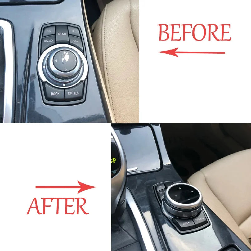 Car Multimedia Buttons Cover Stickers Knob Cover For BMW 1 3 5 Series X3 X5 X6 F30 F1 alternate view