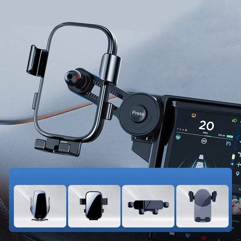 Car Phone Holder Stand | 360° Rotation Adjustable Interior Bracket with Extension Rod close-up view