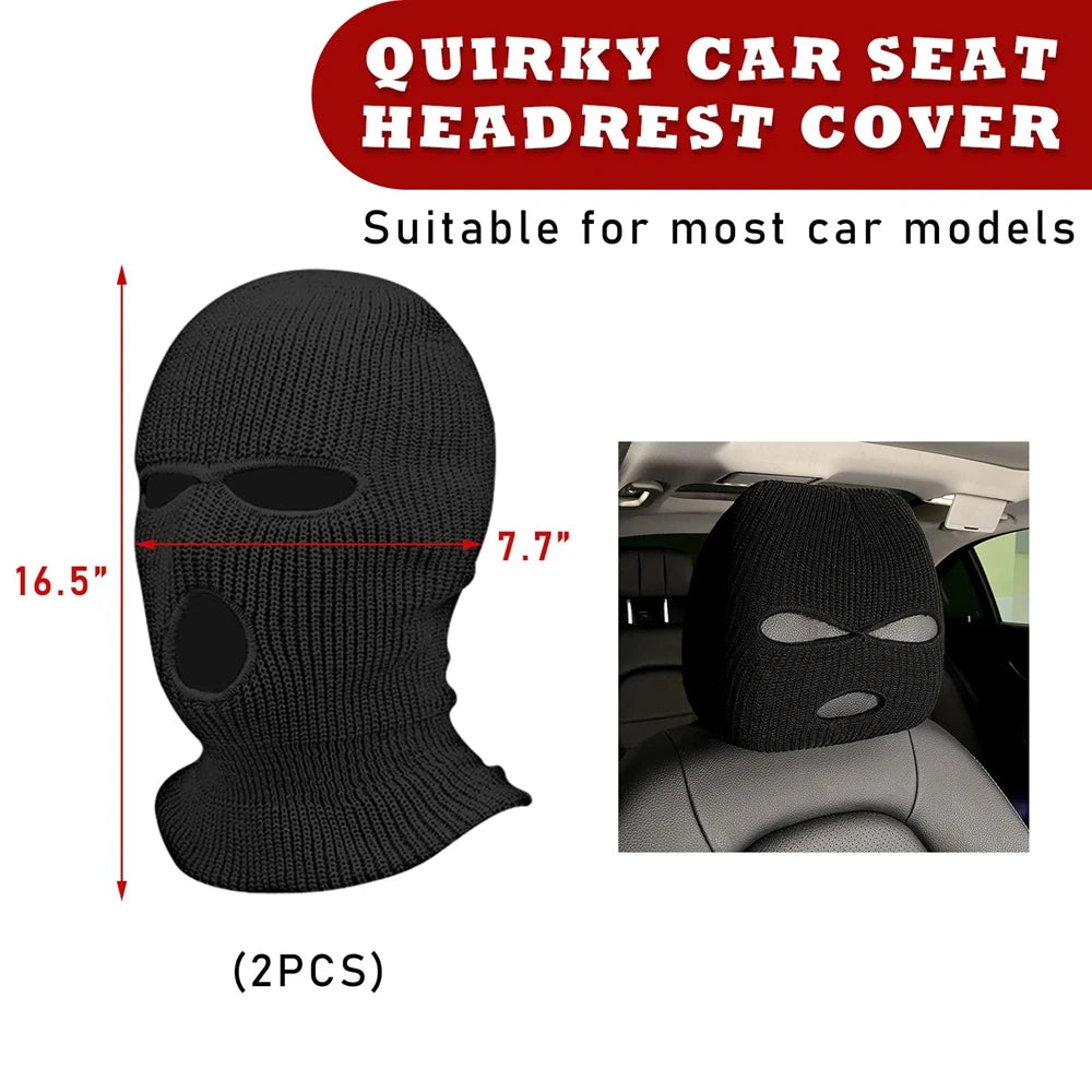 Universal Car Headrest Cover Car Seat Face Mask Ski Mask Halloween Christmas Funny De alternate view