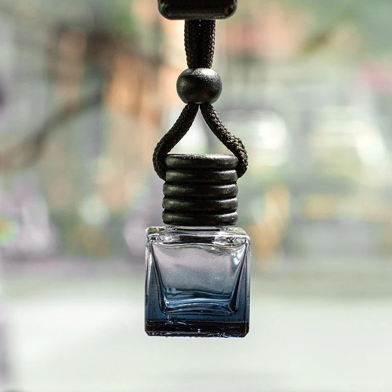Empty Black Cap Square Car Perfume Bottle | Glass Diffuser Ornament alternate view