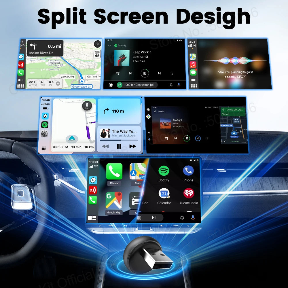 Mini Ultra 3 CarlinKit Wireless Android Auto & CarPlay Adapter 2.4Ghz&5Ghz WiFi BLE Auto detail view