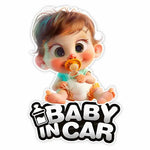Cute Baby Pacifier in Car Warning Sticker | Baby Safety Car Window Decal detail view