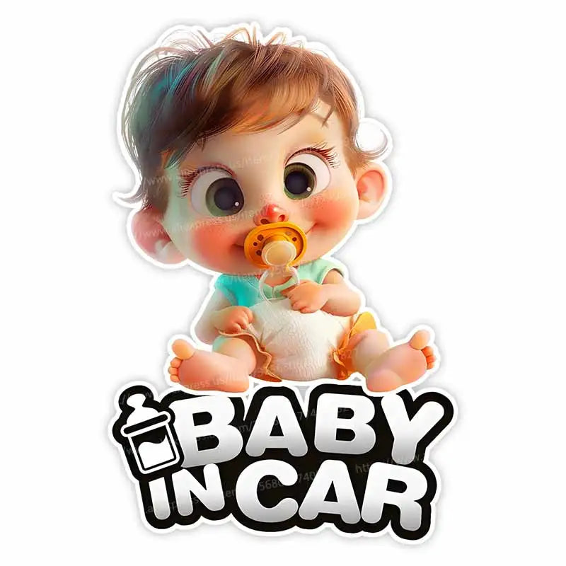 Cute Baby Pacifier in Car Warning Sticker | Baby Safety Car Window Decal detail view