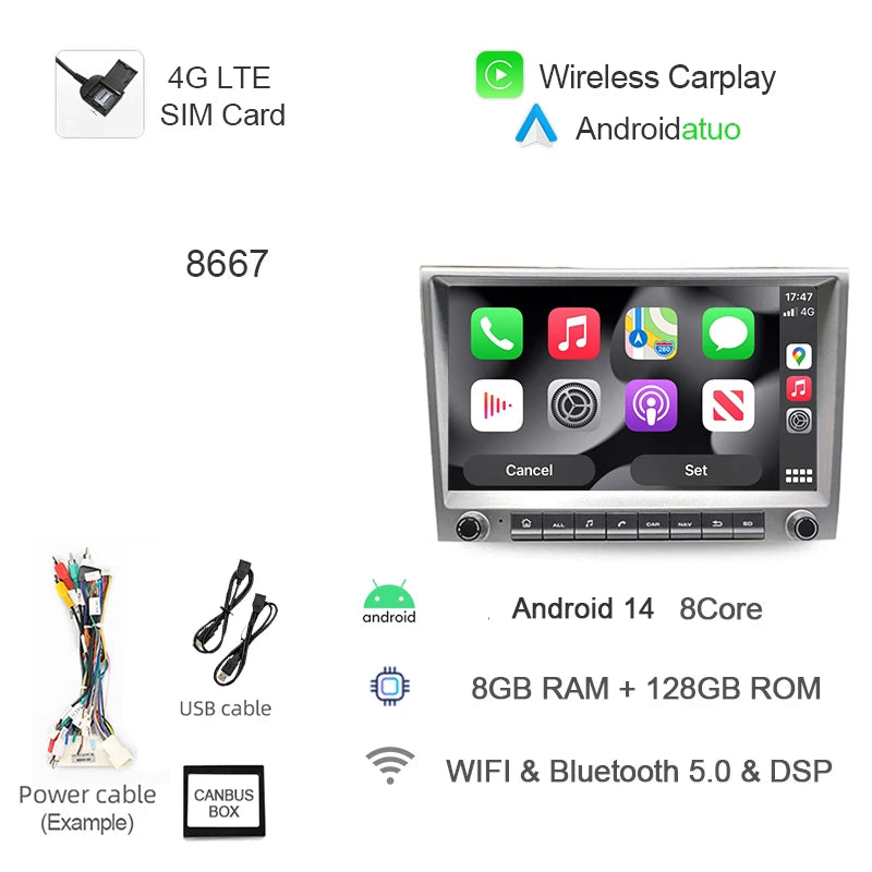 9 Inch Android 14 Car Radio GPS Navigation | For Porsche Cayman 911 987 Boxster 997 2 alternate view