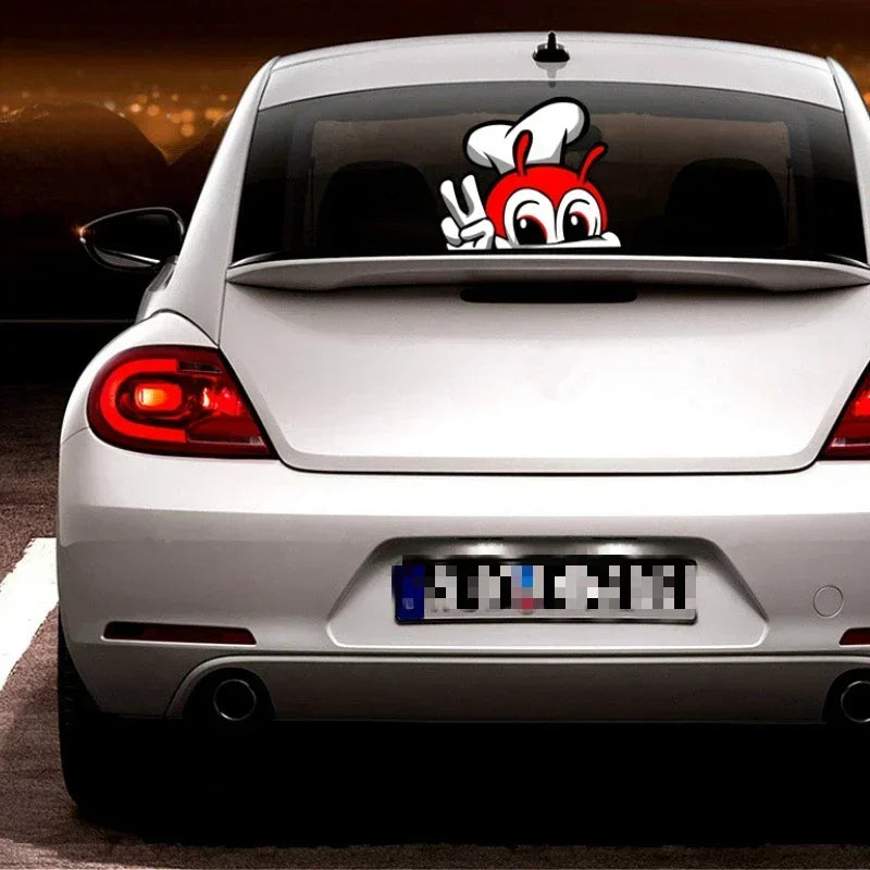 Cute JOLLIBEE Peeking Anime Car Sticker PVC Decal for Automobiles Motorcycles Exterior V detail view