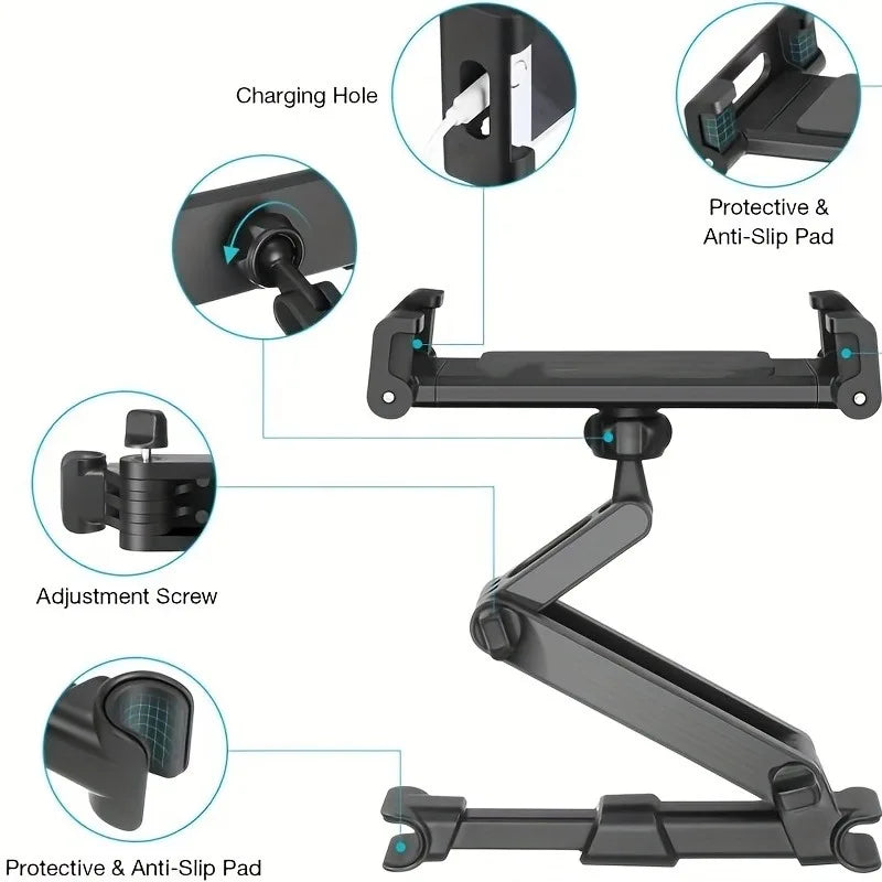 Car Tablet Headrest Mount | Adjustable Stand Cradle for 5" to 12.9" Devices detail view