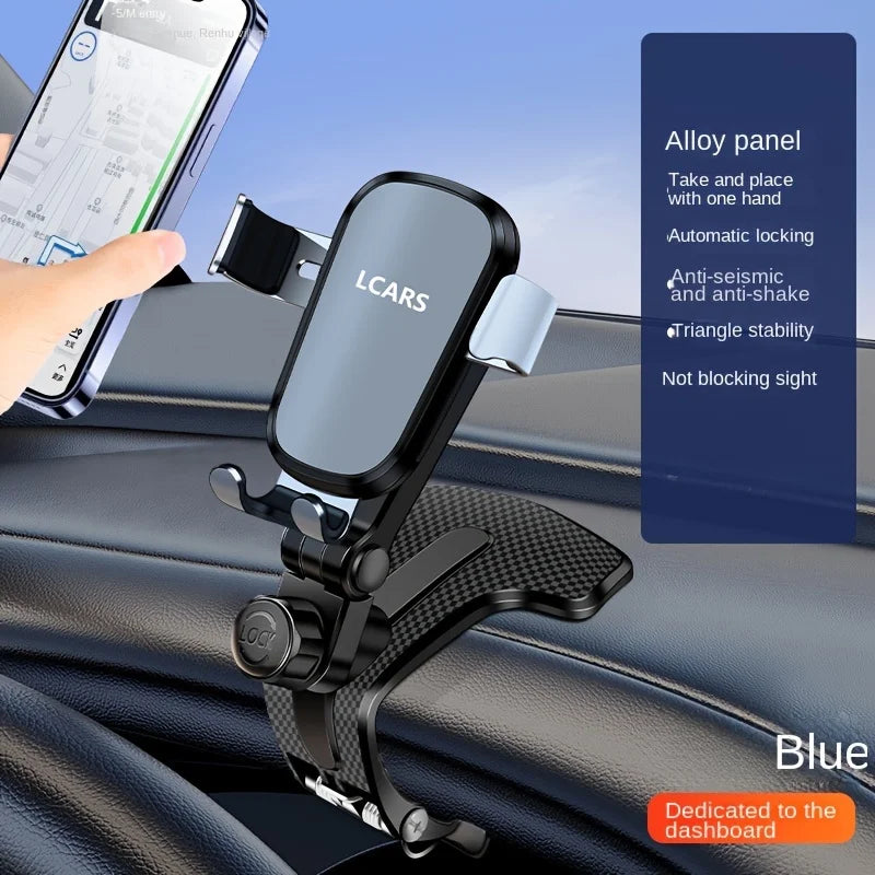 Lcars Car Dashboard Phone Holder, 360-Degree Adjustable Car Phone Mount with Anti-Slip Silicone Clip [Multi-Angle Stability] Suitable for All Smartphones