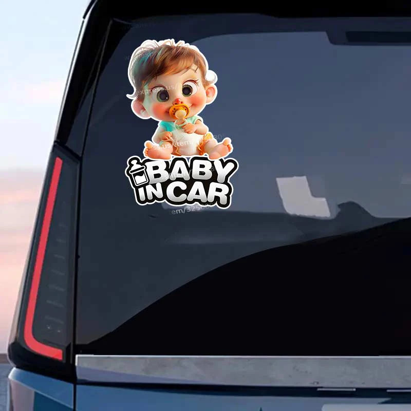 Cute Baby Pacifier in Car Warning Sticker | Baby Safety Car Window Decal additional angle