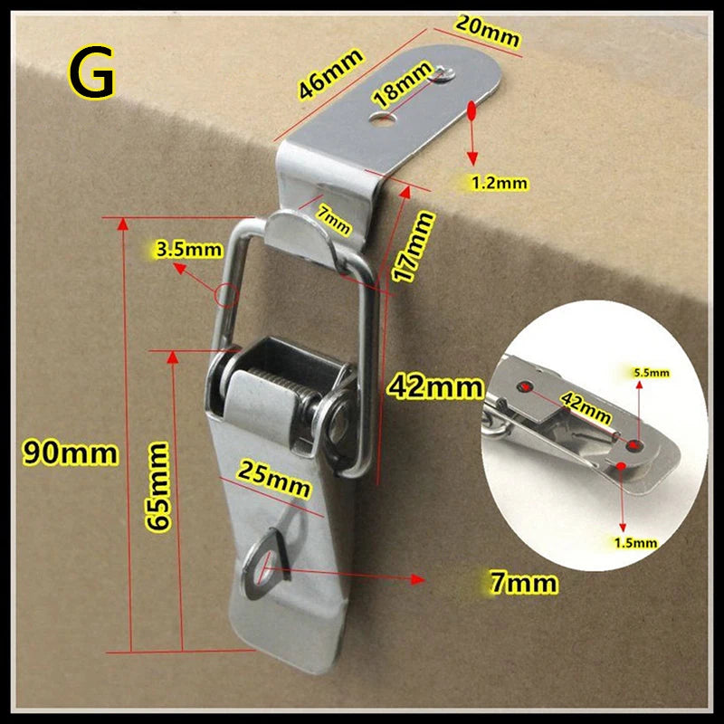 90 Degree Duck Mouth Toggle Latch Spring Loaded Hasp Lock Wooden Case Box Fastening additional angle