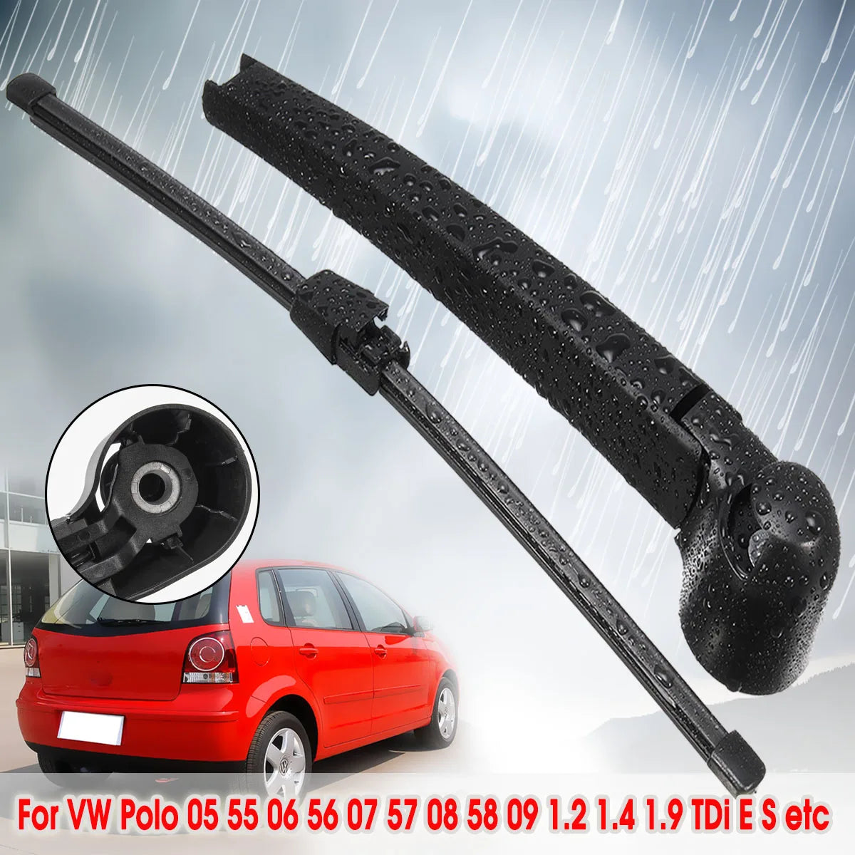 1set Car Rear Windshield Wiper Arm And Blade Kit Replacement For VW Polo 2005-2009 | Auto Windscreen