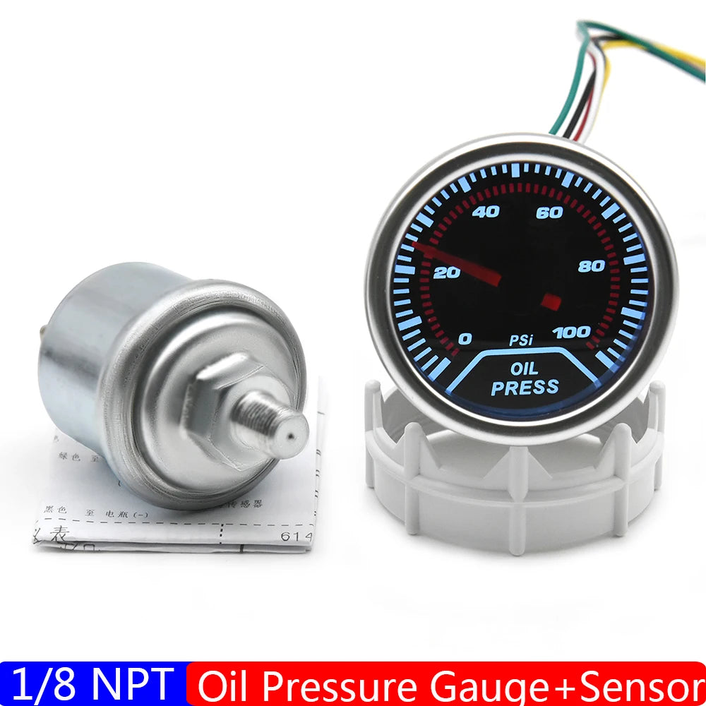 2" 52mm Car Turbo Boost Gauge Set | 12V Smoked Lens Gauges for Gasoline Cars additional angle
