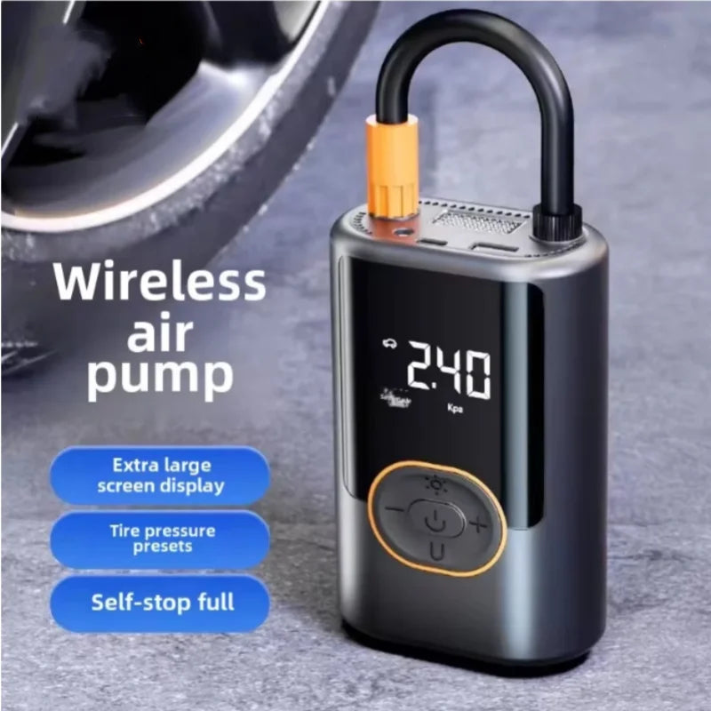 Portable Wireless Car Tire Inflator | Quick Charging Digital Air Pump