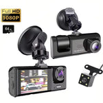 Dash Cam W/ IR Night Vision Loop Recording & 2" IPS Screen 1080P 3 Camera ， DVR recor lifestyle view