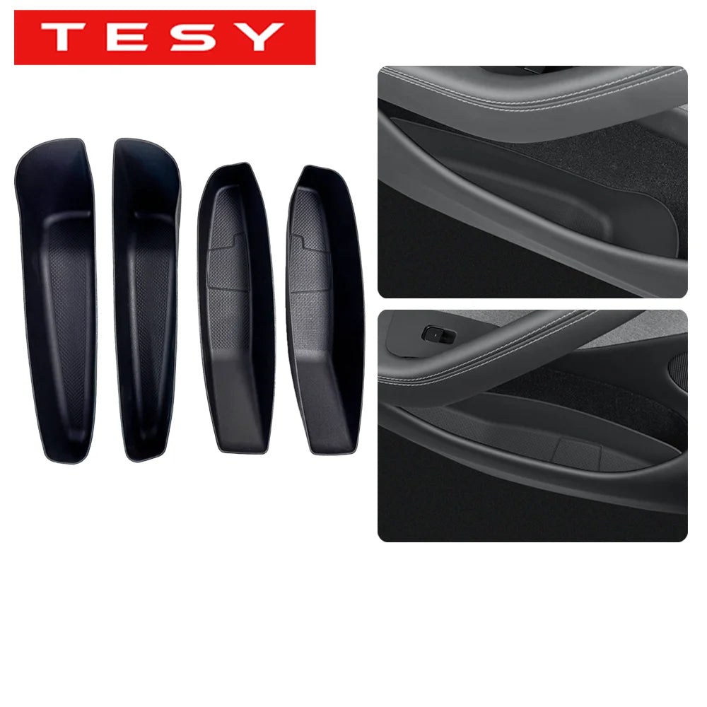 TESY For Tesla Model YL Y Launch Juniper 2025-Latest Car Door Side Storage Box Front Rear TPE Door S
