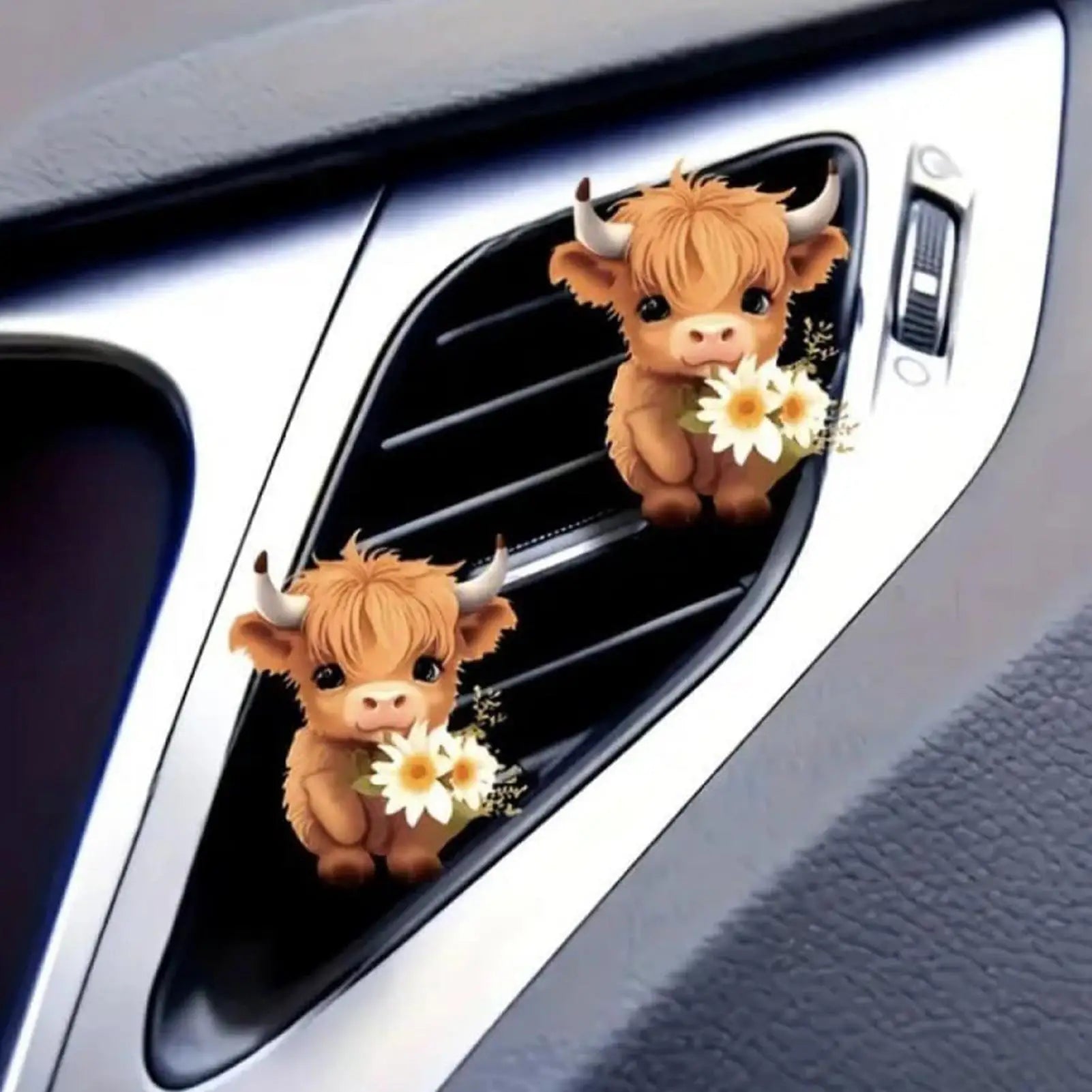 Vent Air Fresheners For Vehicles Car Perfume Air Freshener Vent Clip 2D Acrylic Cute Highland Cow Shape Perfume Aromatherapy