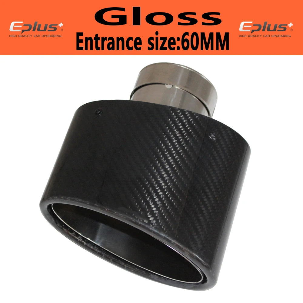 Oval Gloss Carbon Fiber Universal Car Muffler Tip Exhaust Pipe Nozzle Decoration | Stain detail view