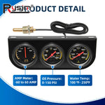 2" 52mm 3 In 1 Auto Gauge Kit | Triple AMP Meter, Oil Pressure & Water Temp
