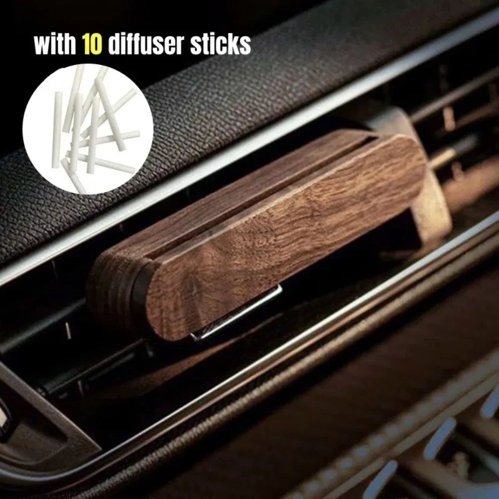 Natural Solid Wood Car Perfume Lasting Aroma with 10 Refill Sticks Air Freshener Car Diffuser Vehicle Use
