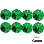 AUTCOAT Aluminum Tire Valve Caps | Dice Wheel Stem Dust Cover for Car Truck Motorcycle close-up view