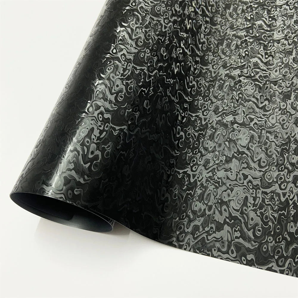Forged Carbon Fiber Vinyl Wrap Black Cosmic Hex Glossy Ghost Car Vinyl Film For Auto alternate view