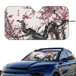 Chinese Plum Flower Sunshade Windscreen 3D Film Plaid Gift Novelty Car Front Window Vi close-up view