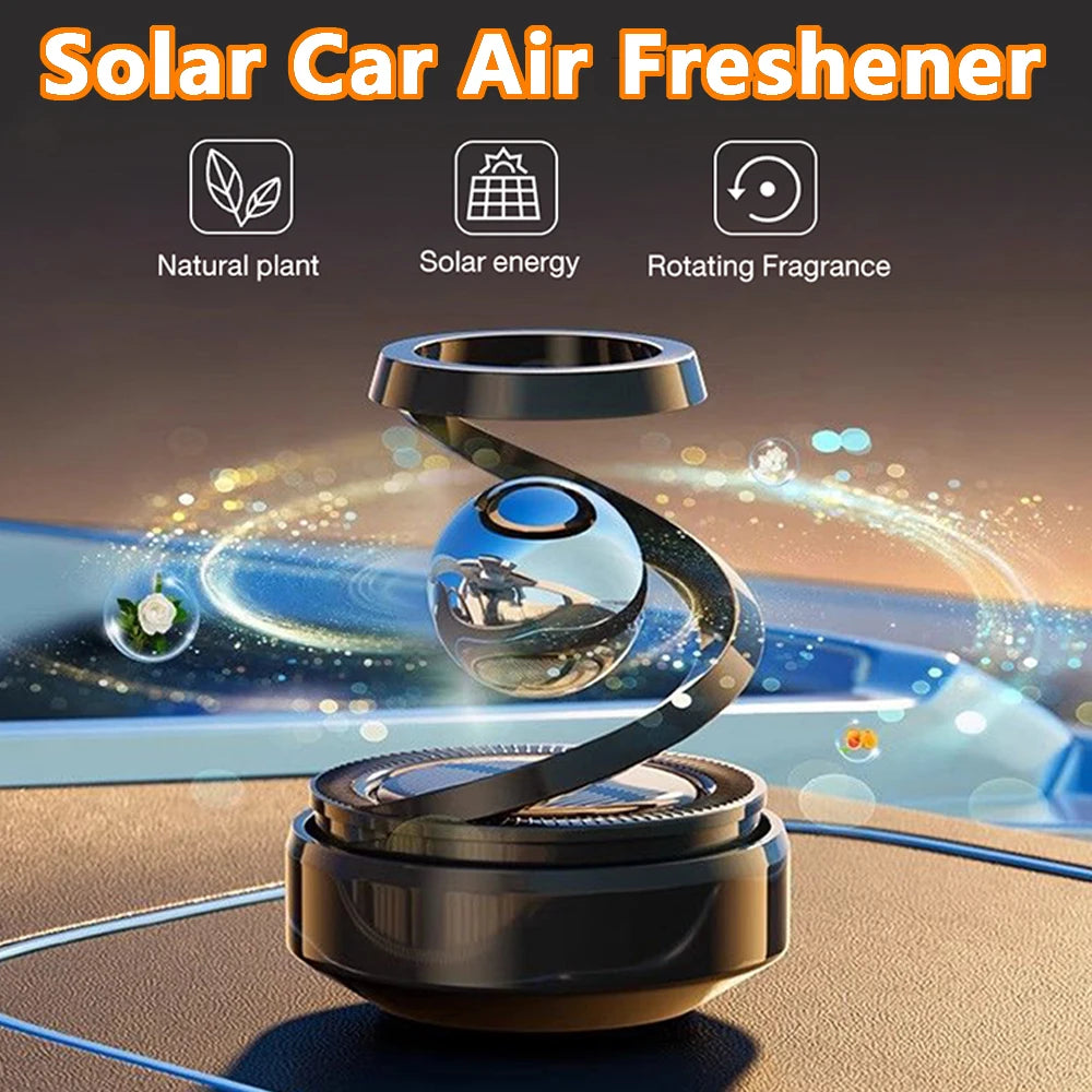 Solar Car Air Freshener Automatic Rotation Dashboard Fragrance Car Perfume Deodorant Oil Diffuser Auto Interiors Accessories