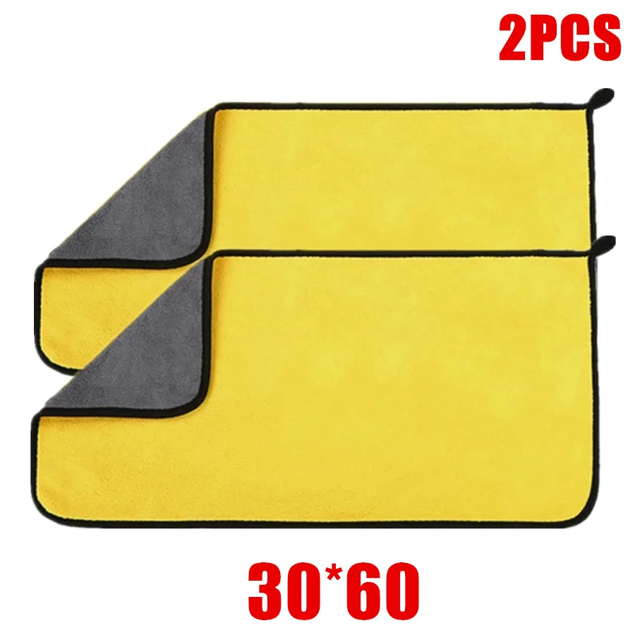 1/2/6pcs Microfiber Cleaning Towel Thicken Soft Drying Cloth Car Body Washing Towels alternate view