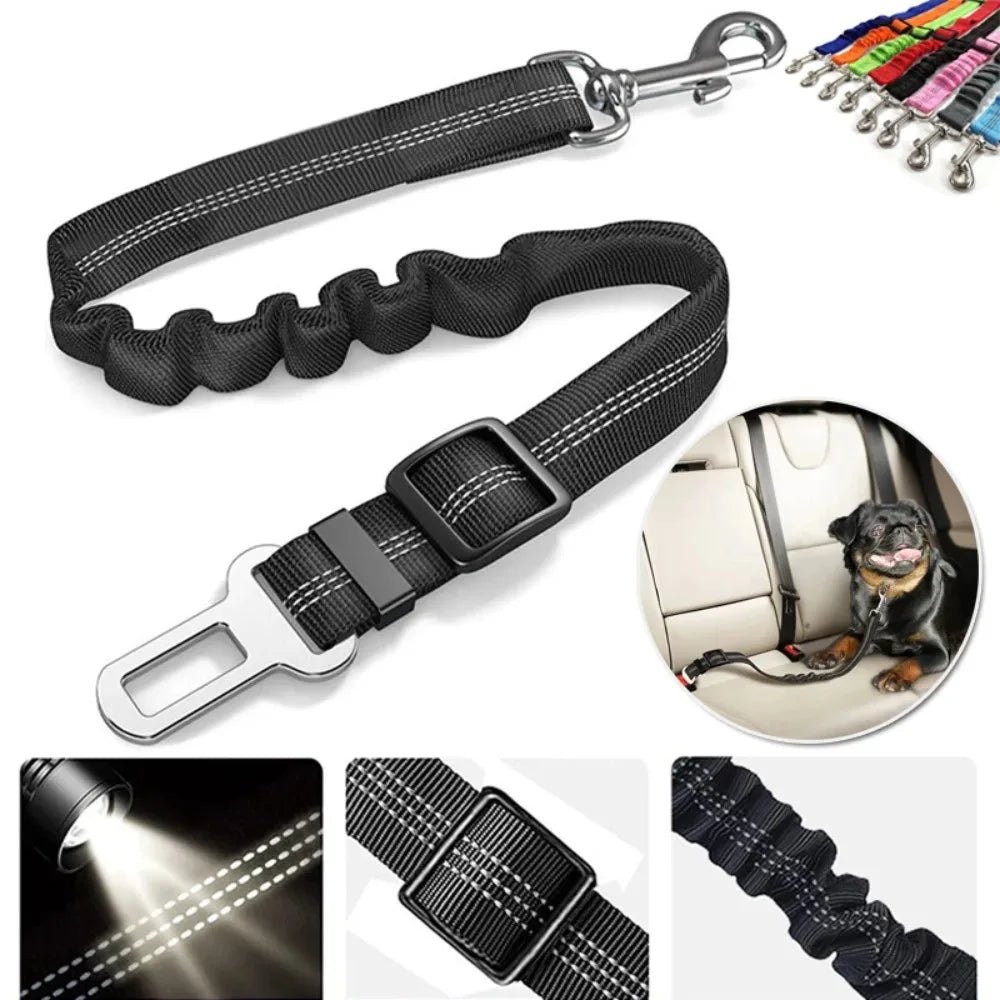 Reflective Dog Seat Belt for Cars | Adjustable Nylon Safety Harness with Bungee