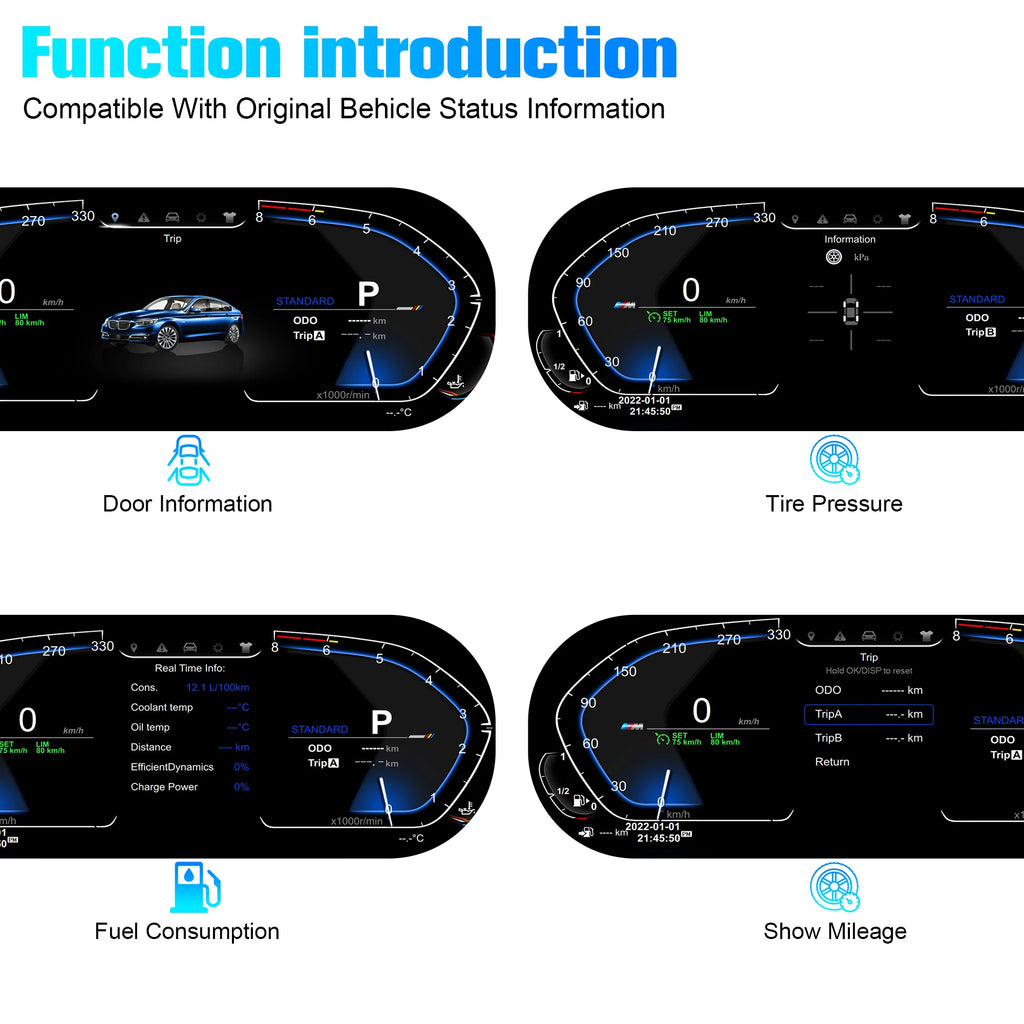 10 UI Cluster Dashboard for BMW 3 Series M3 E46 1998-2005 | Digital Speedometer & LCD lifestyle view