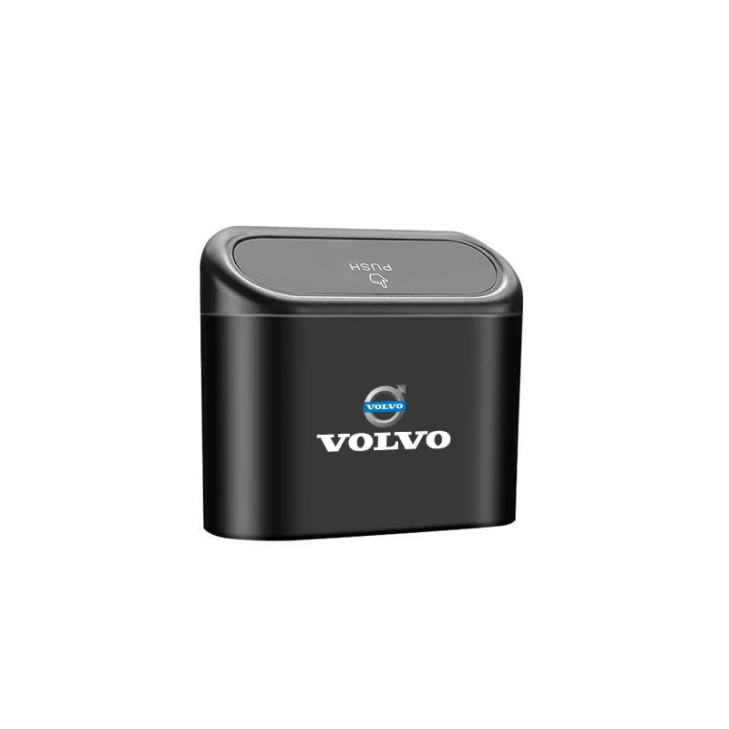 Car Trash Can Garbage Bin Storage Box Interior for Volvo Models | Black ABS detail view