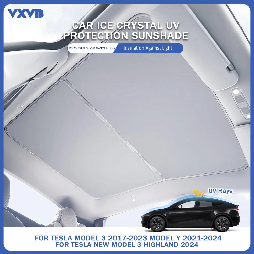 For Tesla Model 3 Highland 2024 Sunshade | Ice Cloth Buckle Sun Pare Front Rear Skylight