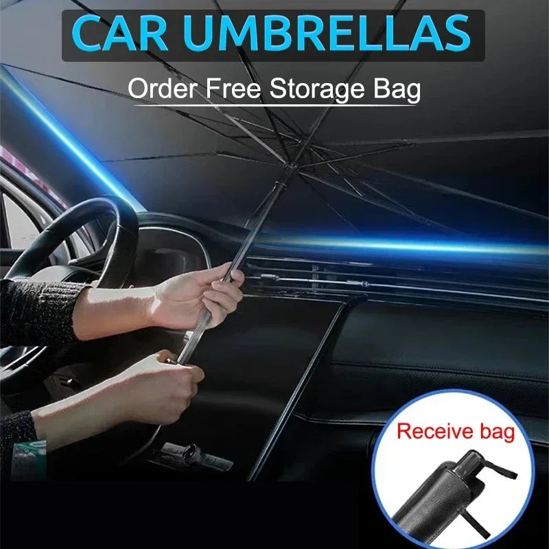 Foldable Car Windshield Sunshade Umbrella, Silver